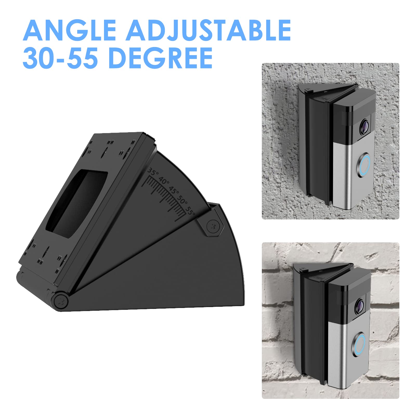 RIOVO Adjustable 30 to 55 Degree Doorbell Angle Mount Compatible with Video Doorbell 1st / 2st / 3st / 4st / (2020 Release), Replacement Angle Adjustment Adapter Mounting Bracket Wedge Kit