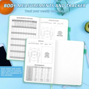 EPEWIZD Fitness Journal Hardcover 6- Month Workout Planner Undated Workout Log Book Home Gym Accessories for Women and Man(Green)