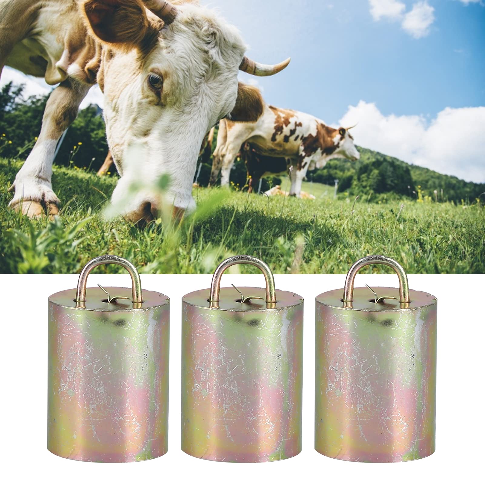 3Pcs Alloy Livestock Bells, Thickened Cow Horse Sheep Grazing Bells Animal Anti Theft Accessories Bells for Outdoor Stock Farm(#1)