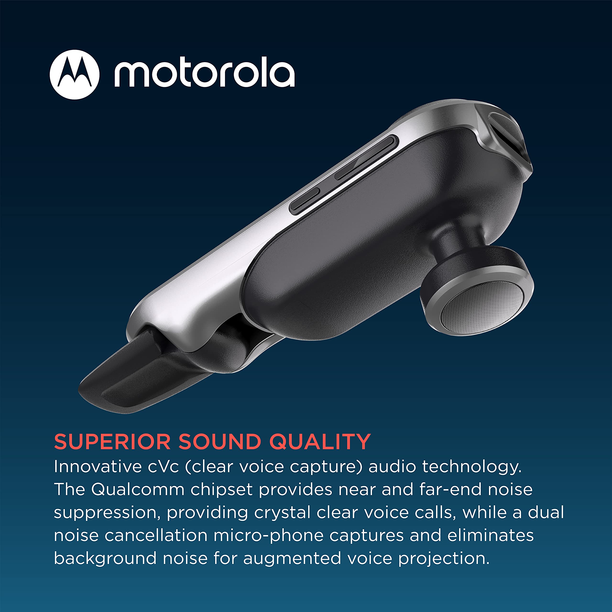 Motorola Bluetooth Earpiece HK500 in-Ear Wireless Mono Headset with Mic for Clear Phone Calls - Smart Touch/Voice Control, Noise Cancelling Microphone, Multipoint Connectivity, Long Battery Life