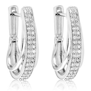 Vir Jewels 1/4 cttw Diamond Hoop Earrings .925 Sterling Silver 60 Stones Dangle 3/4 Inch