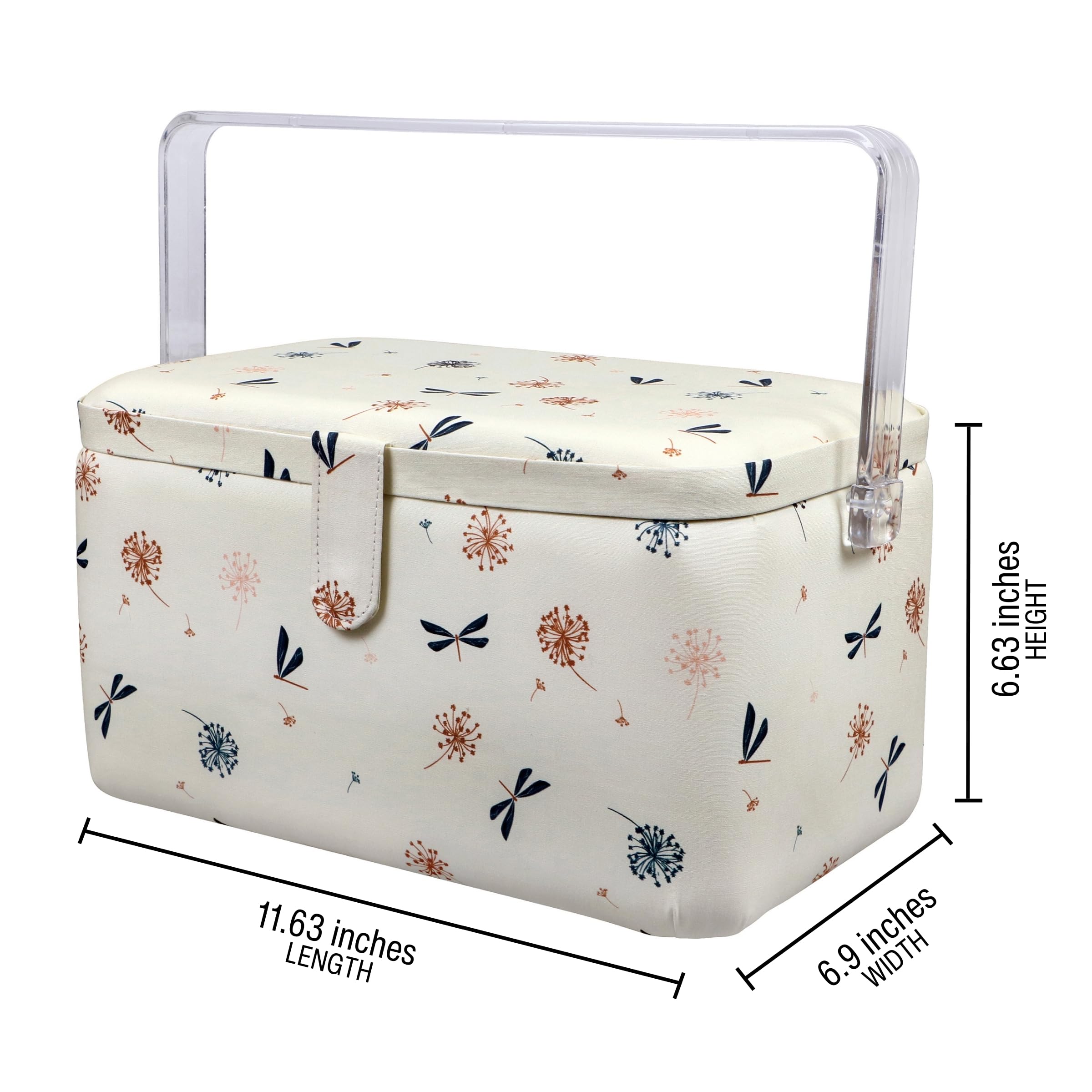 SINGER Large Premium Sewing Basket with Notions Sewing Kit & Matching Pin Cushion (Anthriscus Print)