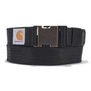 carhartt men's casual belts, available in multiple styles, colors & sizes, rugged flex nylon webbing (black), large