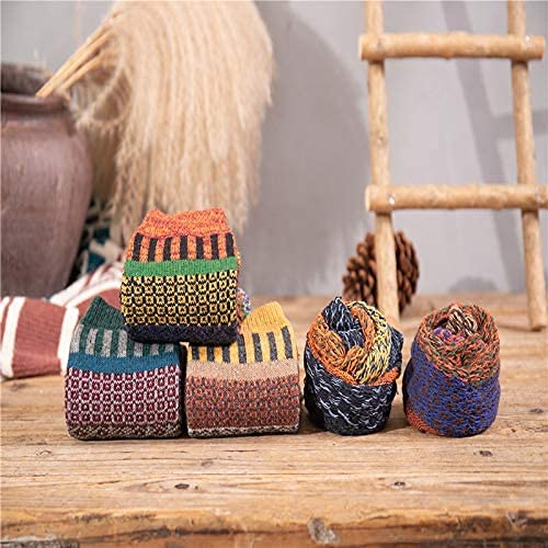 5 Pairs Autumn Winter Nordic Socks Thick Knitted Two-Way Colorful Patten (5-color mix)