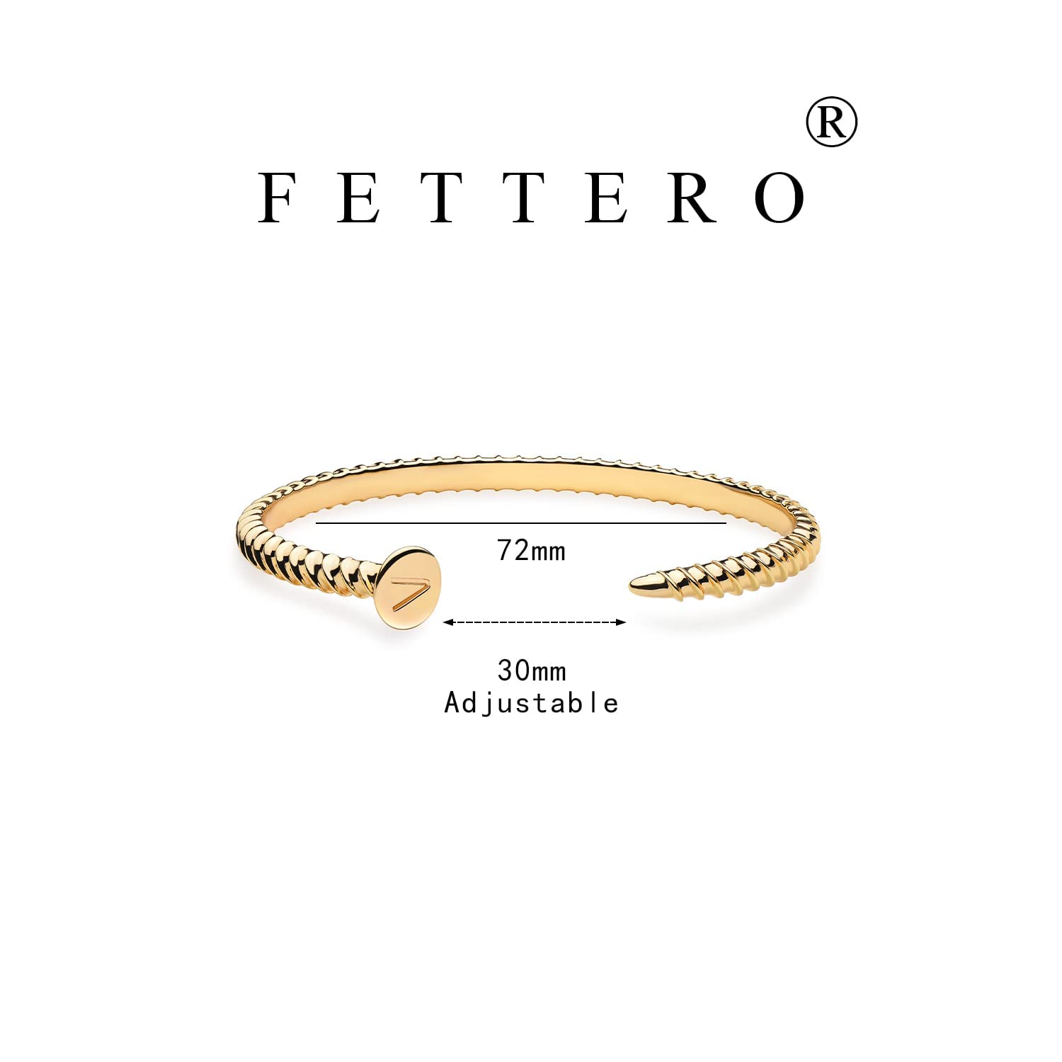 Fettero Gold Cuff Nail Bracelet for Women Bangle Bracelets Adjustable Open Wrap Letter Bracelet Love Friendship Gift