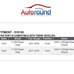 Autoround 515130 4WD SRW Front Wheel Hub and Bearing Assembly Compatible with Ford F-250 F-350 Super Duty 2011 2012 2013 2014 2015 2016 8 Lug w/ABS