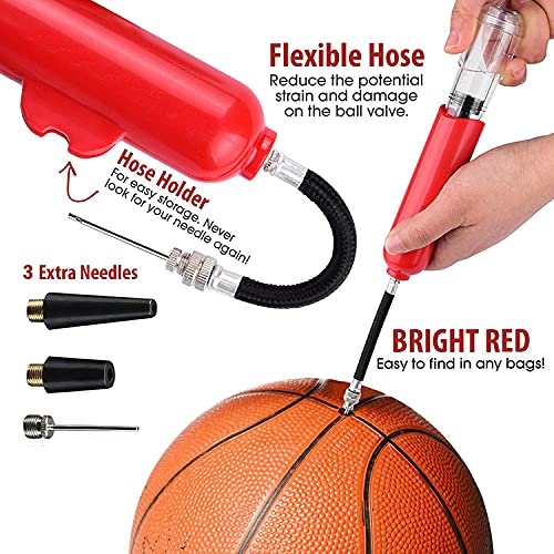 Small Dual Action Ball Pump，Hand Air Pump for Inflatable Balls，Perfect for Basketball, Volleyball, Soccer and Football | Comes with 1Additional Inflating Needles and Two Inflatable nozzles (Black)