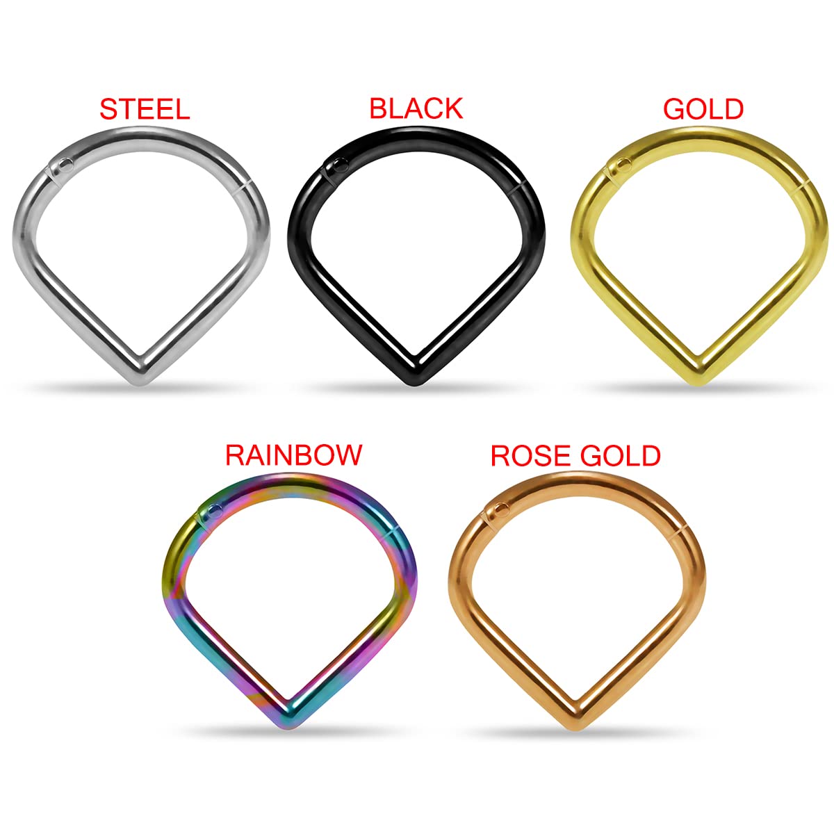 Triangle Septum Ring/Cartilage Earring- Septum Nose Ring- Gold Surgical Steel Hoop- 16 Gauge - 10mm Septum Ring