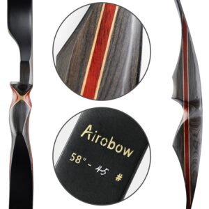 OEELINE Airobow Longbow 58in Professional Hunting Right Hand One-Piece Recurve Bow Draw Weights in 30-50 lbs