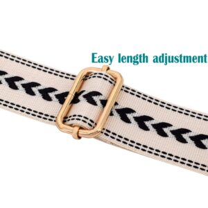 River Lake Adjustable Crossbody Strap for Purses Replacement Guitar Multicolor Style Handbag Straps Guitar Shoulder Strap for Women (Beige Jacquard)