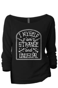 i myself am strange and unusual women's fashion slouchy 3/4 sleeves raglan lightweight sweatshirt black medium