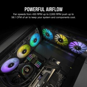 CORSAIR ML120 RGB ELITE, 120mm Magnetic Levitation RGB Fan with AirGuide, 3-Pack with Lighting Node CORE, Black For Radiator