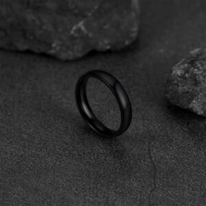 FaithHeart Personalized Custom Black Stainless Steel Rings Wedding Bands Size 5 Fashion Polished Finger Bands Promise Jewelry for Couples