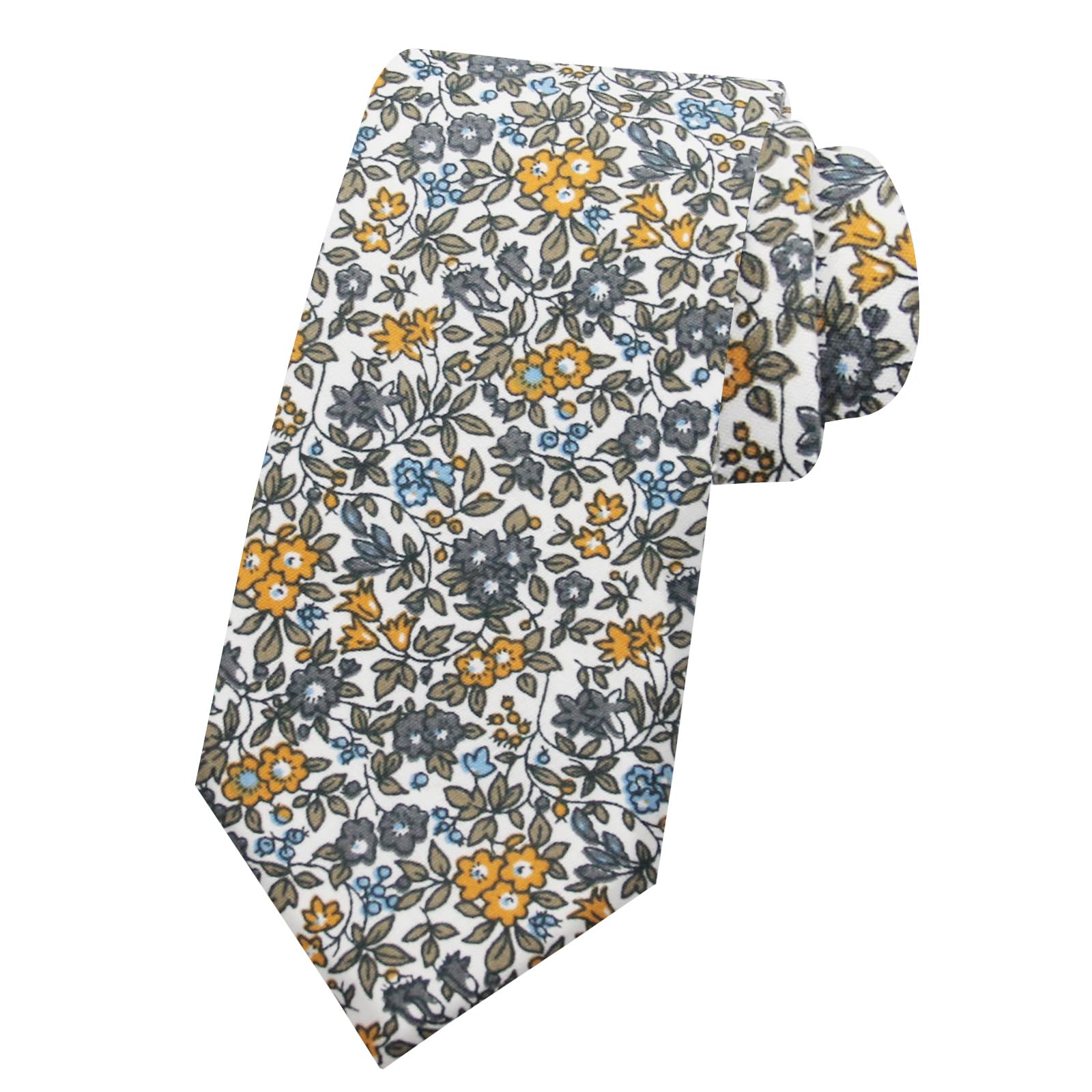 Mantieqingway Men Skinny Tie Cotton Floral Tie 2.56'' Slim Necktie for Wedding Groomsmen Neck Tie