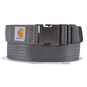 carhartt men's casual belts, available in multiple styles, colors & sizes, rugged flex nylon webbing (gravel), medium