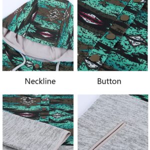 Womens Winter Cute Button Collar Patchwork Color Block Long Sleeve Knit Stitching Drawstring Hoodies Hooded Sweatshirts Women Pullover Casual Fashion Tops Green X-Large