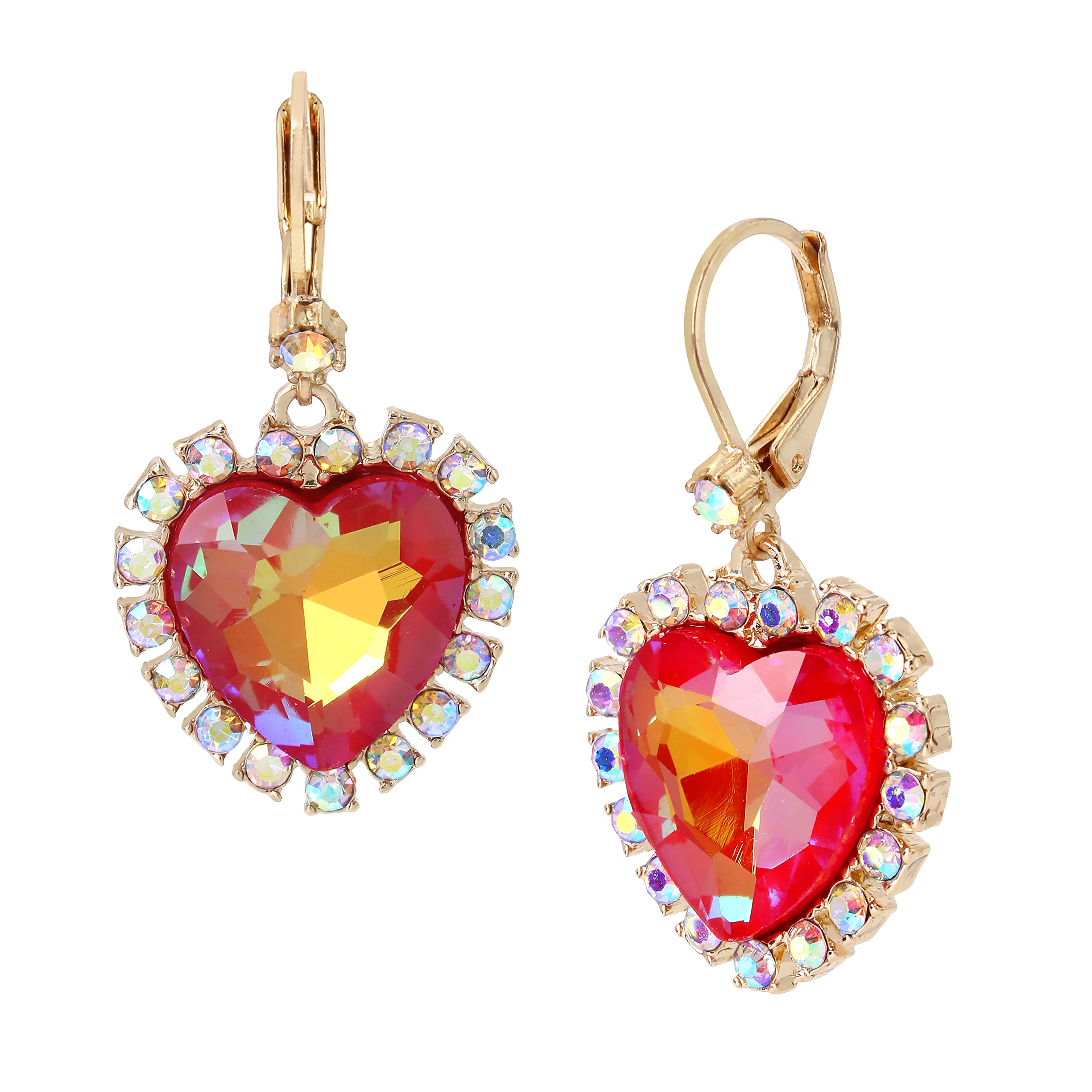 Heart Drop Earrings PINK, 374191GLD650