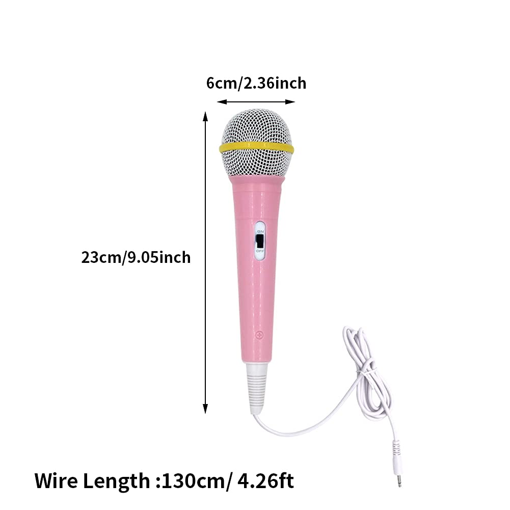 Yuhoo Wired Microphone, Wired Dynamic Microphone 3.5mm Jack Lightweight No Battery for Kids Singing Mechine Home Wired Microphone(Pink) free size