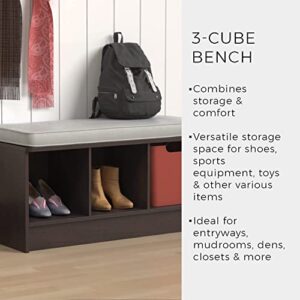 ClosetMaid 1631 Cubeicals 3-Cube Storage Bench, White with Gray Cushion