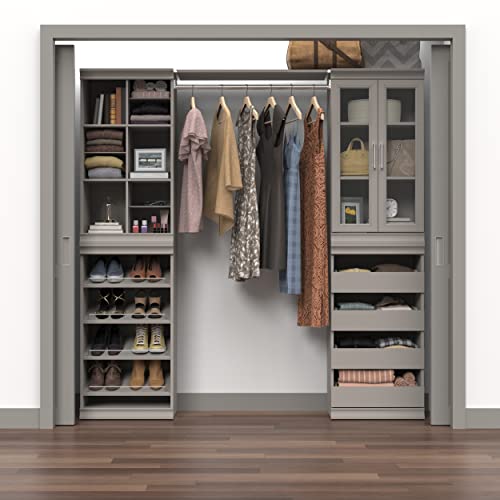 ClosetMaid Modular Storage Pair Set, 2 Glass Pane Doors, Wood Closet Organizer Shaker Style, Add On Accessory for Shelf Units, Taupe, Kit