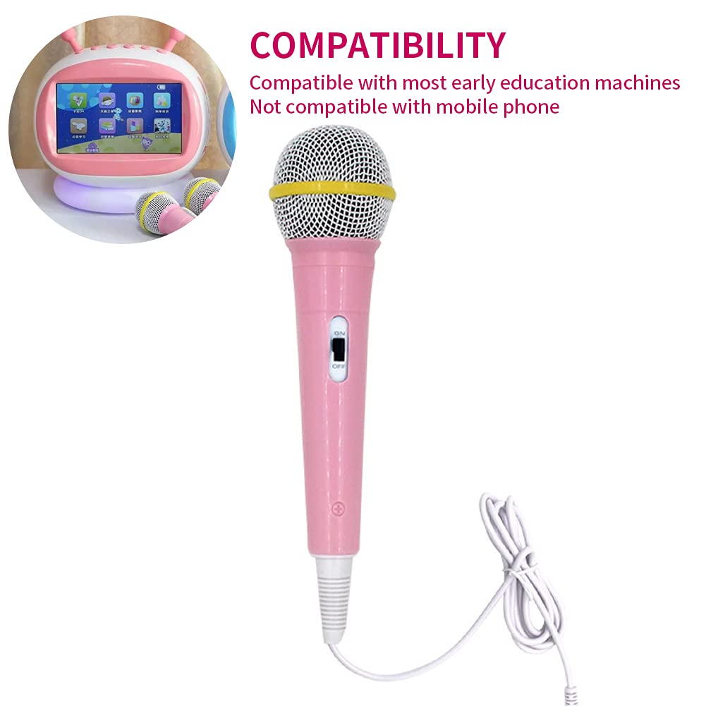 Yuhoo Wired Microphone, Wired Dynamic Microphone 3.5mm Jack Lightweight No Battery for Kids Singing Mechine Home Wired Microphone(Pink) free size