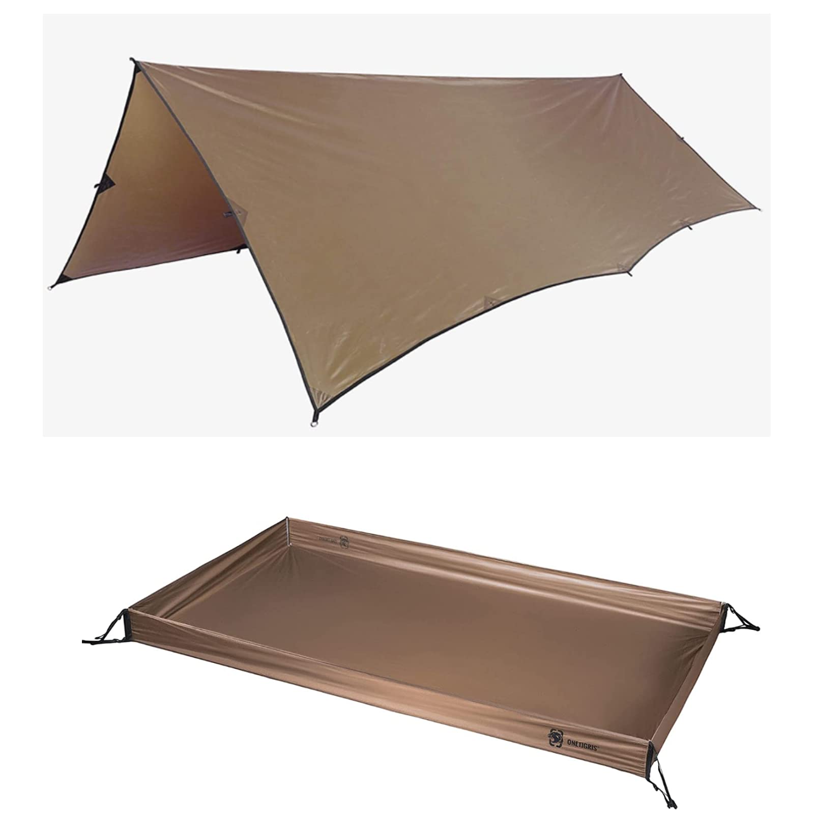 OneTigris Camping Combo: OneTigris Camping Tent Bathtub Floor and OneTigris Bulwark Camping Tarp