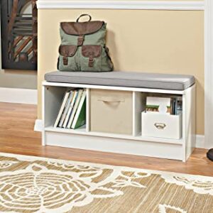 ClosetMaid 1631 Cubeicals 3-Cube Storage Bench, White with Gray Cushion