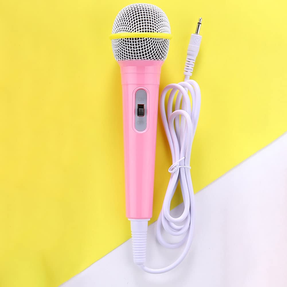 Yuhoo Wired Microphone, Wired Dynamic Microphone 3.5mm Jack Lightweight No Battery for Kids Singing Mechine Home Wired Microphone(Pink) free size