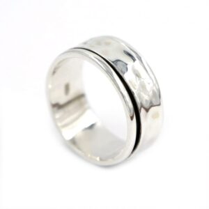 925 Sterling Silver Spinner Ring For Women Silver Spinner Rings Silver Wide Band Ring 925 Silver Ring Spinner Meditation Ring Thumb Ring Anxiety Ring Worry Ring Fidget Ring Silver Wedding Band Ring Silver Jewelry Gift For Birthday (9.75)