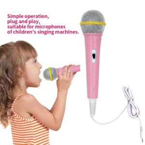 Yuhoo Wired Microphone, Wired Dynamic Microphone 3.5mm Jack Lightweight No Battery for Kids Singing Mechine Home Wired Microphone(Pink) free size