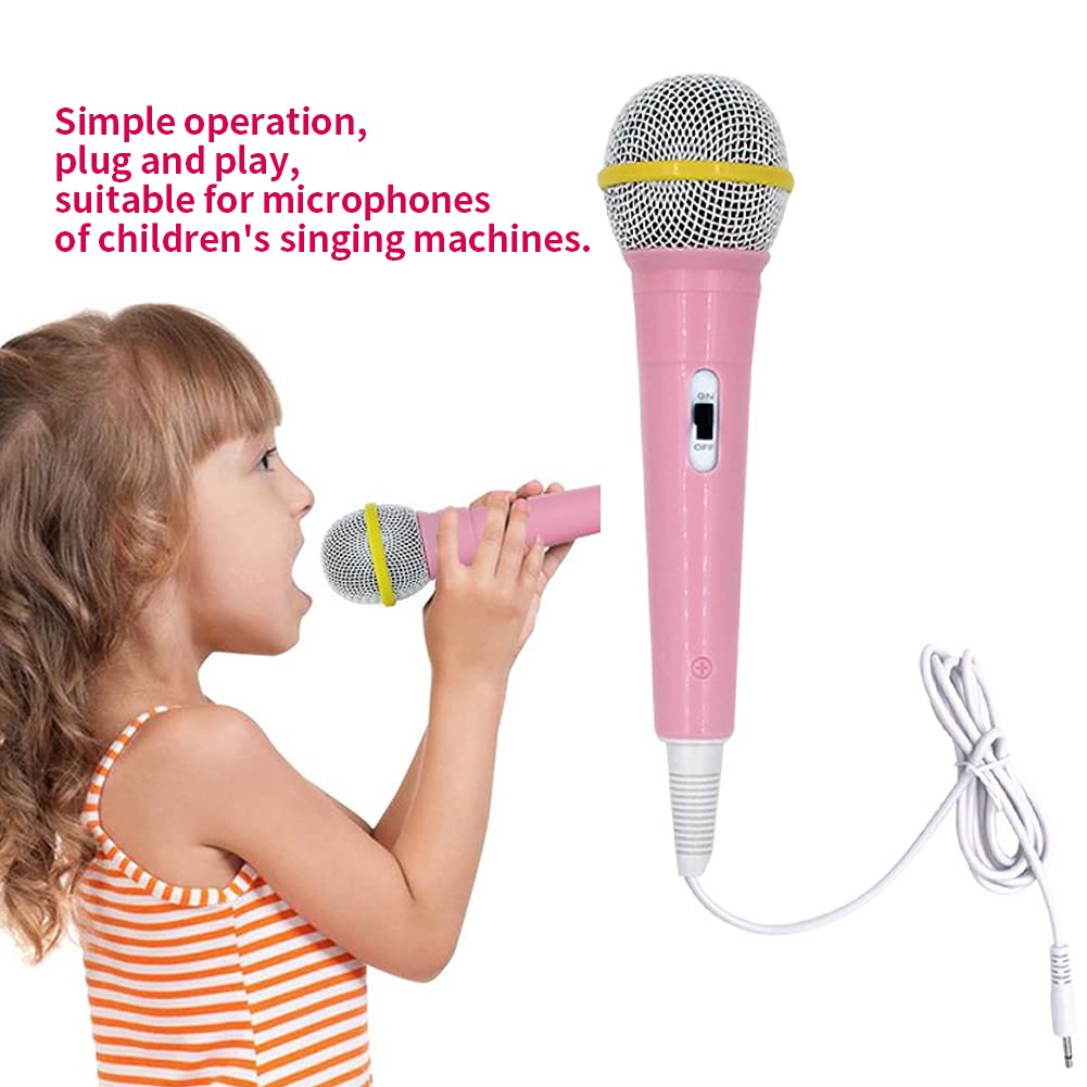 Yuhoo Wired Microphone, Wired Dynamic Microphone 3.5mm Jack Lightweight No Battery for Kids Singing Mechine Home Wired Microphone(Pink) free size