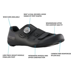 SHIMANO SH-RC502 Lightweight Men's Road Cycling Shoe Packed with Pro Features, Black, 11-11.5