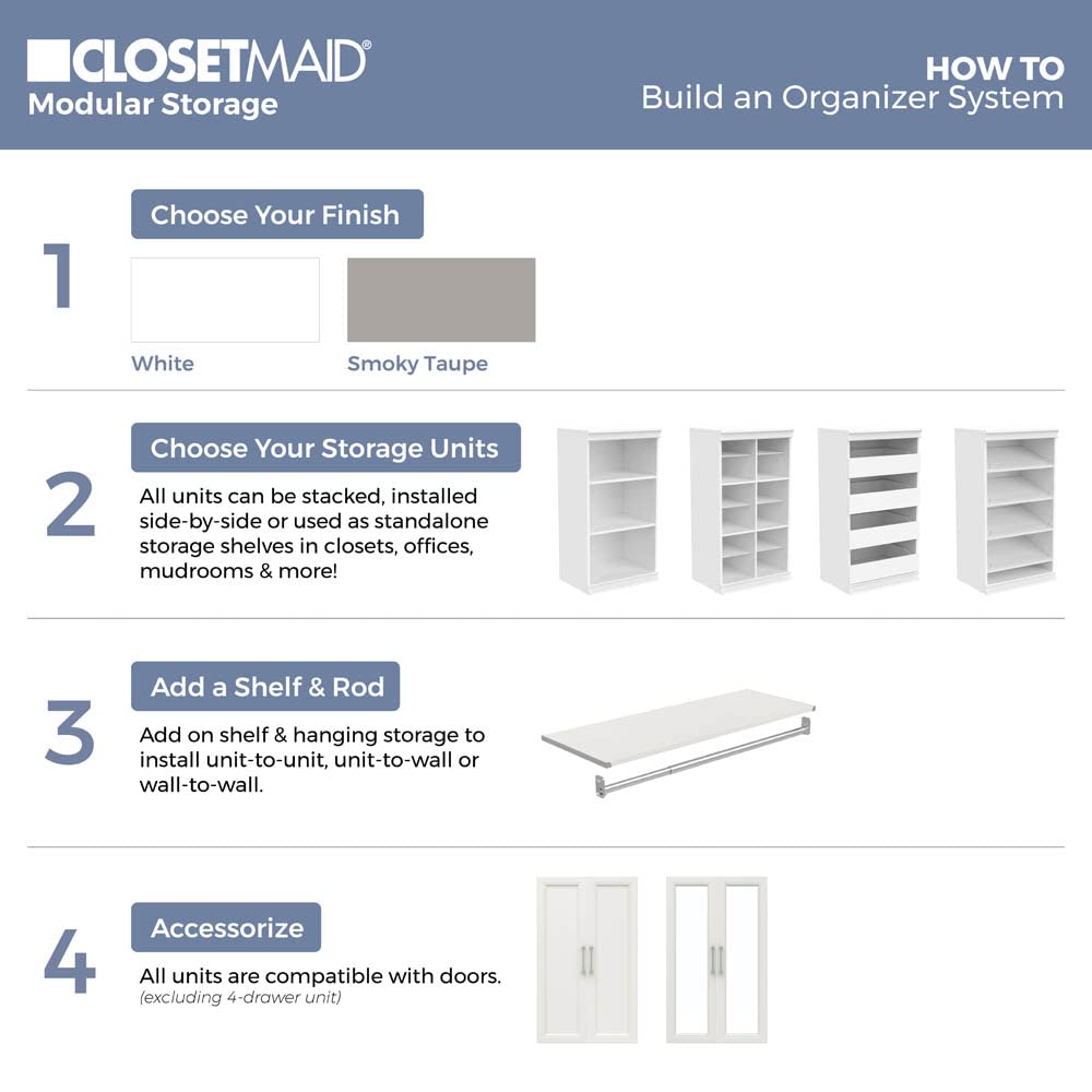 ClosetMaid Modular Storage Shelf and Hang Rod Kit, Taupe