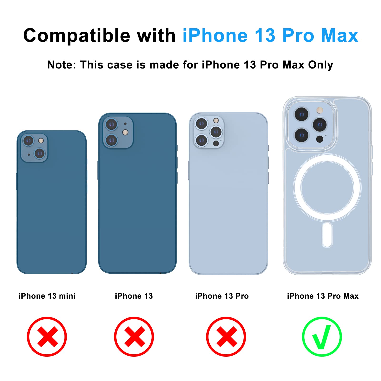 leChivée for iPhone 13 Pro Max Case Mag Safe 6.7 inch, 13 Pro Max Mag Safe Case Clear Phone Case Anti-Yellowing Scratch Shockproof Hard Back iPhone 13 Pro Max Case Transparent for Women Men