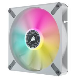 CORSAIR ML140 RGB Elite, 140mm Magnetic Levitation RGB Fan with AirGuide, 2-Pack with Lighting Node CORE - White