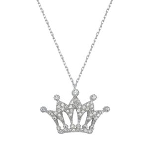 queen crown 925 sterling silver pendant necklace (sterling silver)