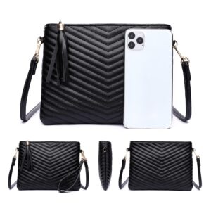 AMELIE GALANTI Small Crossbody Purse Bag For Women,Wristlet Clutch Handbag And Crossbody Wallet With Shoulder Strap For Cell Phone (black-c)