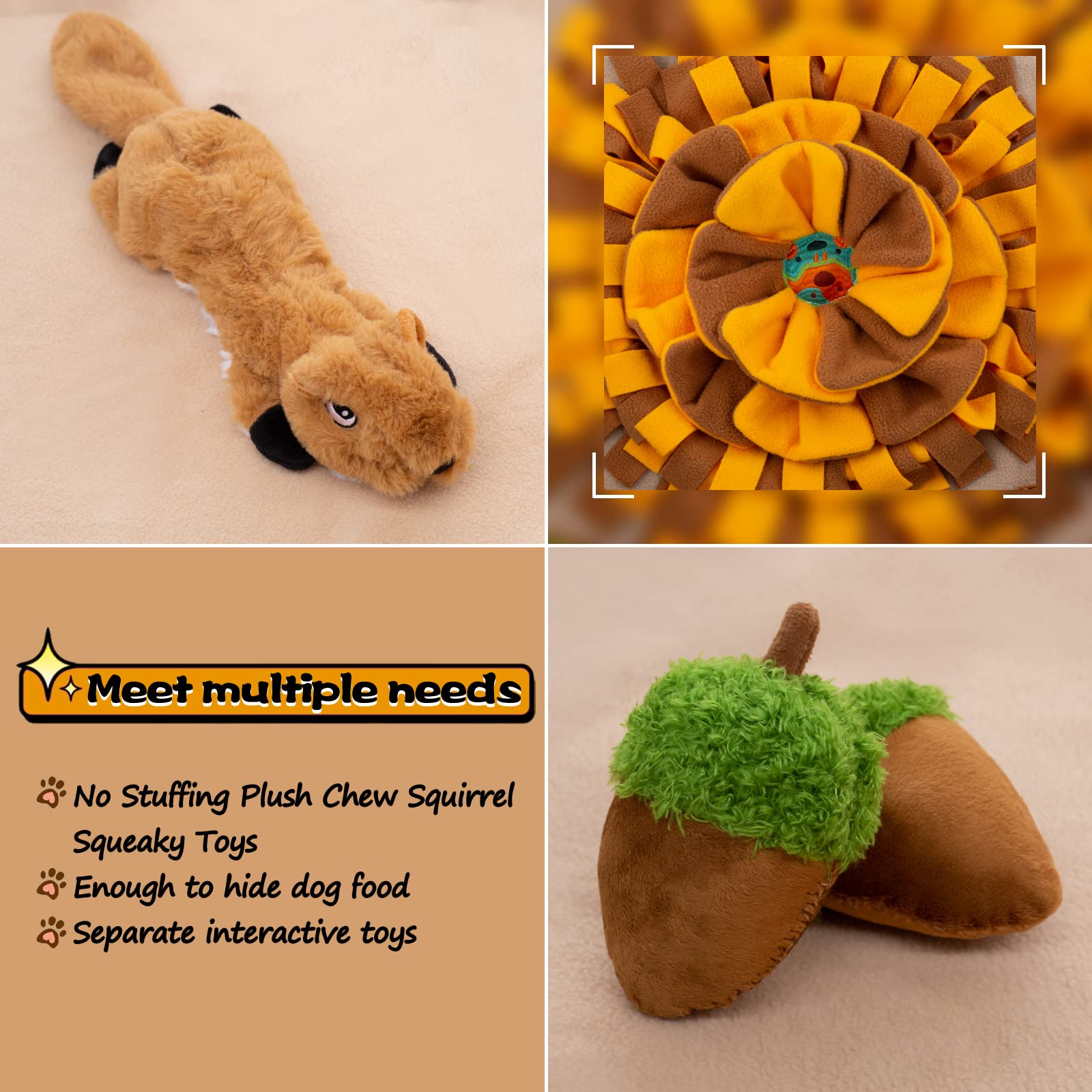 Meilzer Snuffle Mat for Dogs,Dog Feeding Mat Sniff Mat Interactive Dog Puzzle Mat for Training and Stress Relief Encourages Natural Foraging Skills (Brown)