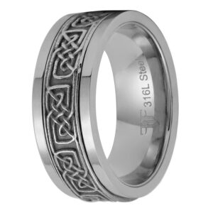 Fantasy Forge Jewelry Norse Knot Viking Spinner Ring Mens Womens Silver Stainless Steel Celtic Anti Anxiety Band Sizes 3-16 (3)