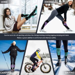 Merino Wool Ski Socks 2 Pairs, Thermal Knee High Warm Socks for Snowboarding, Hiking, Cold Weather, Snow, Hunting