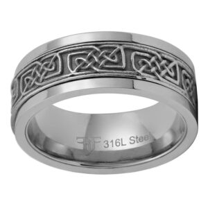 Fantasy Forge Jewelry Norse Knot Viking Spinner Ring Mens Womens Silver Stainless Steel Celtic Anti Anxiety Band Sizes 3-16 (3)