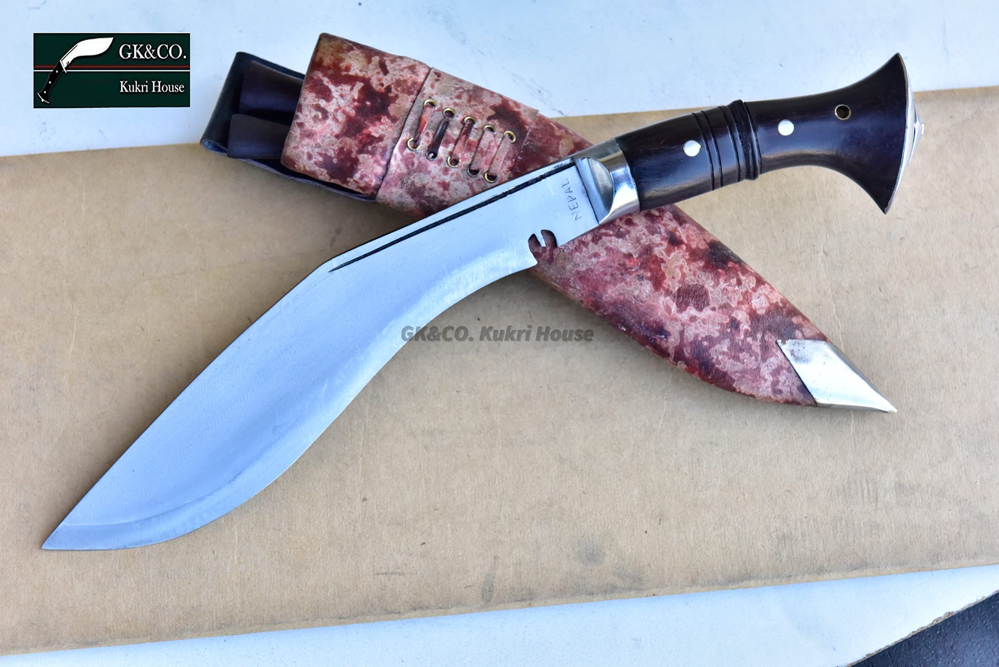 GK&CO. Kukri House Genuine Kukri Knife - 10 Blade World War II Panawal Wooden Handle Kukri/Khukuri- Handmade in Nepal