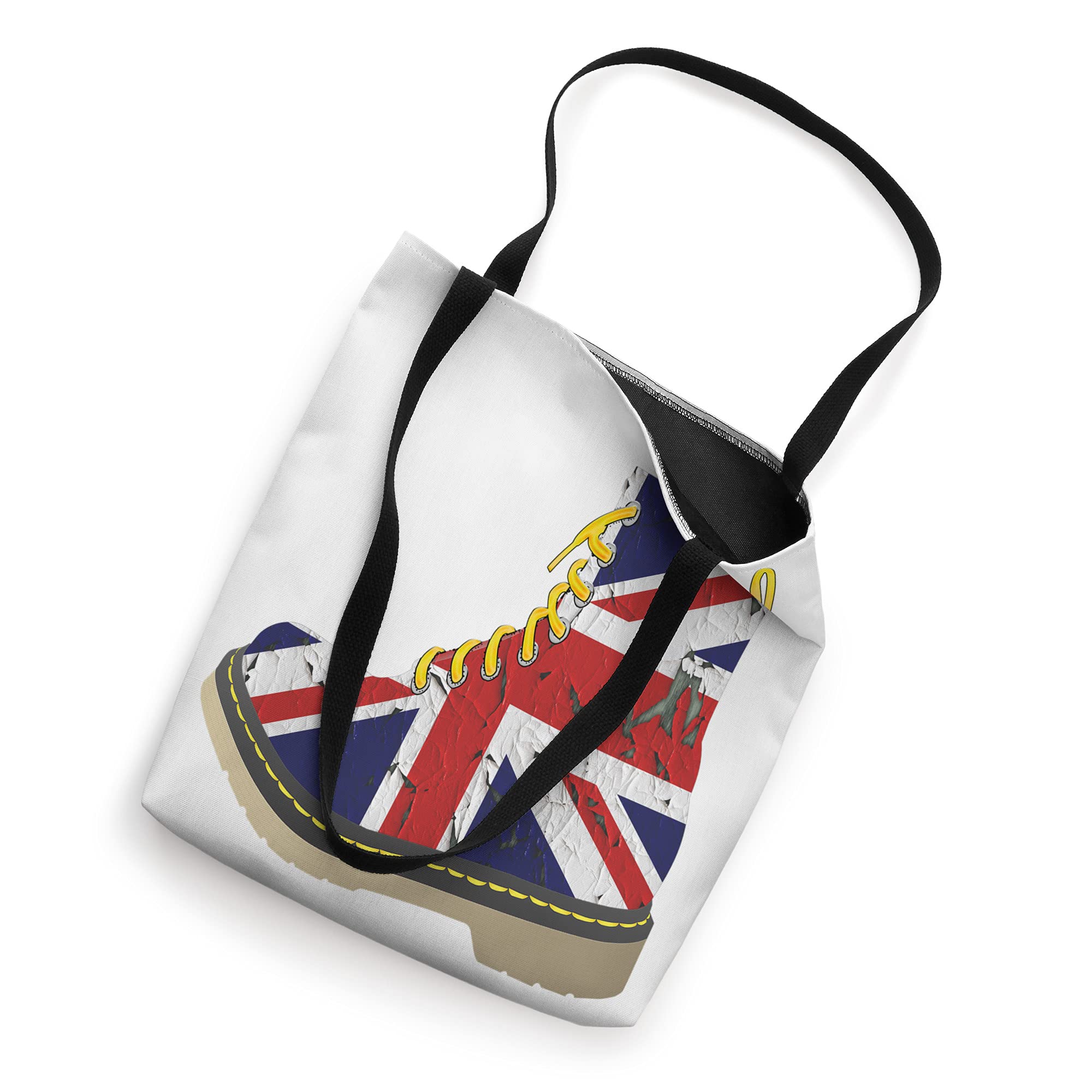 "British" Flag Union Jack Combat Boot" graphic design Tote Bag