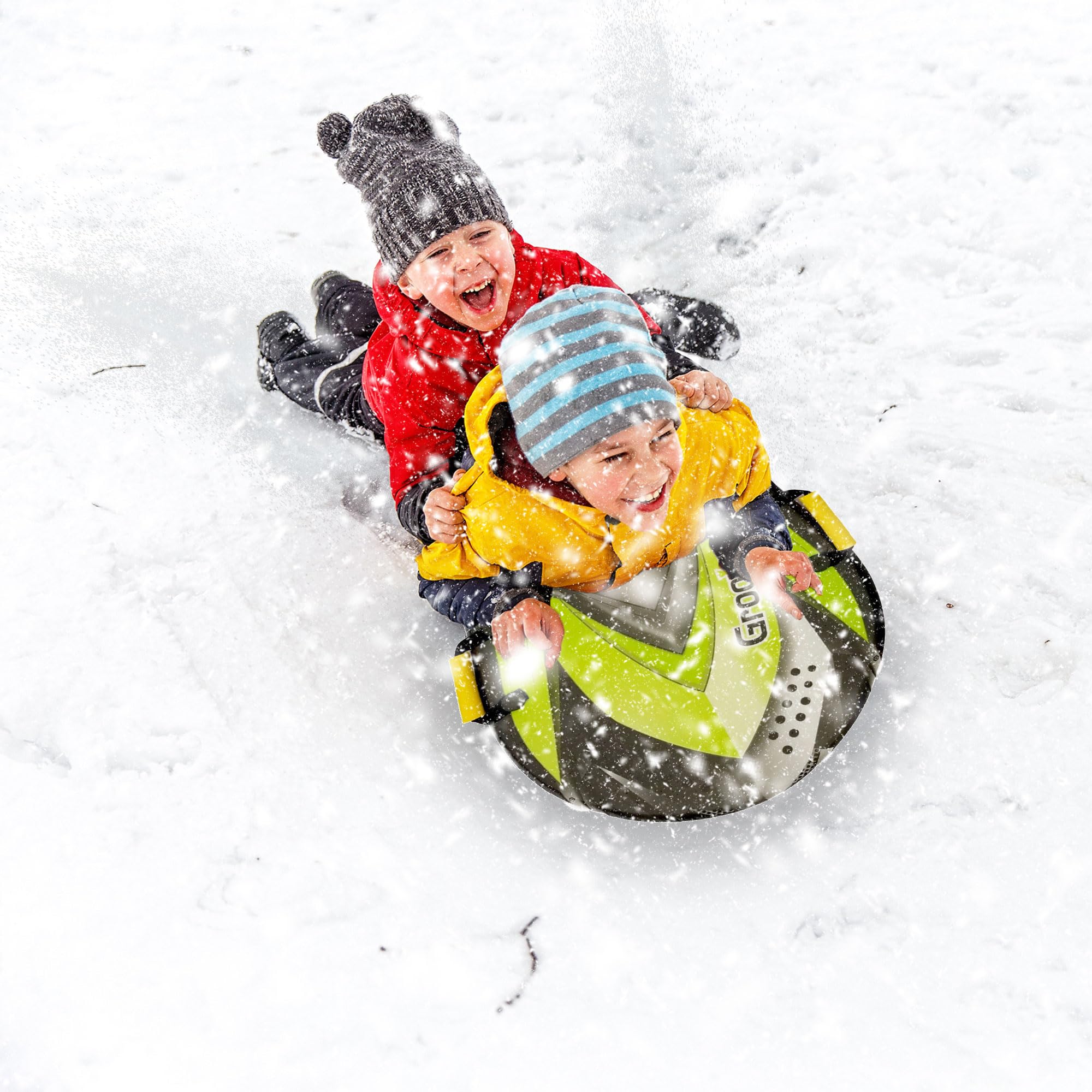 Paricon F42 Flexible Flyer 42 Inch Lightweight Durable High Speed Racing Snowflake Sled with 2 Easy to Carry Handles for Ages 5 and up, Green