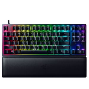 razer huntsman v2 tkl tenkeyless gaming keyboard: fastest clicky optical switches gen2 w/ sound dampeners & 8000hz polling rate - detachable typec cable, classic black (renewed)