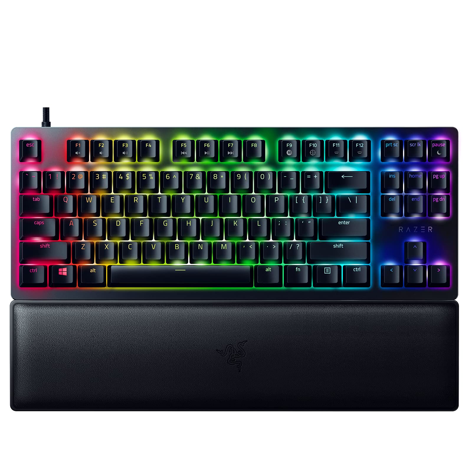 Razer Huntsman V2 TKL Tenkeyless Gaming Keyboard: Fastest Clicky Optical Switches Gen2 w/ Sound Dampeners & 8000Hz Polling Rate - Detachable TypeC Cable, Classic Black (Renewed)