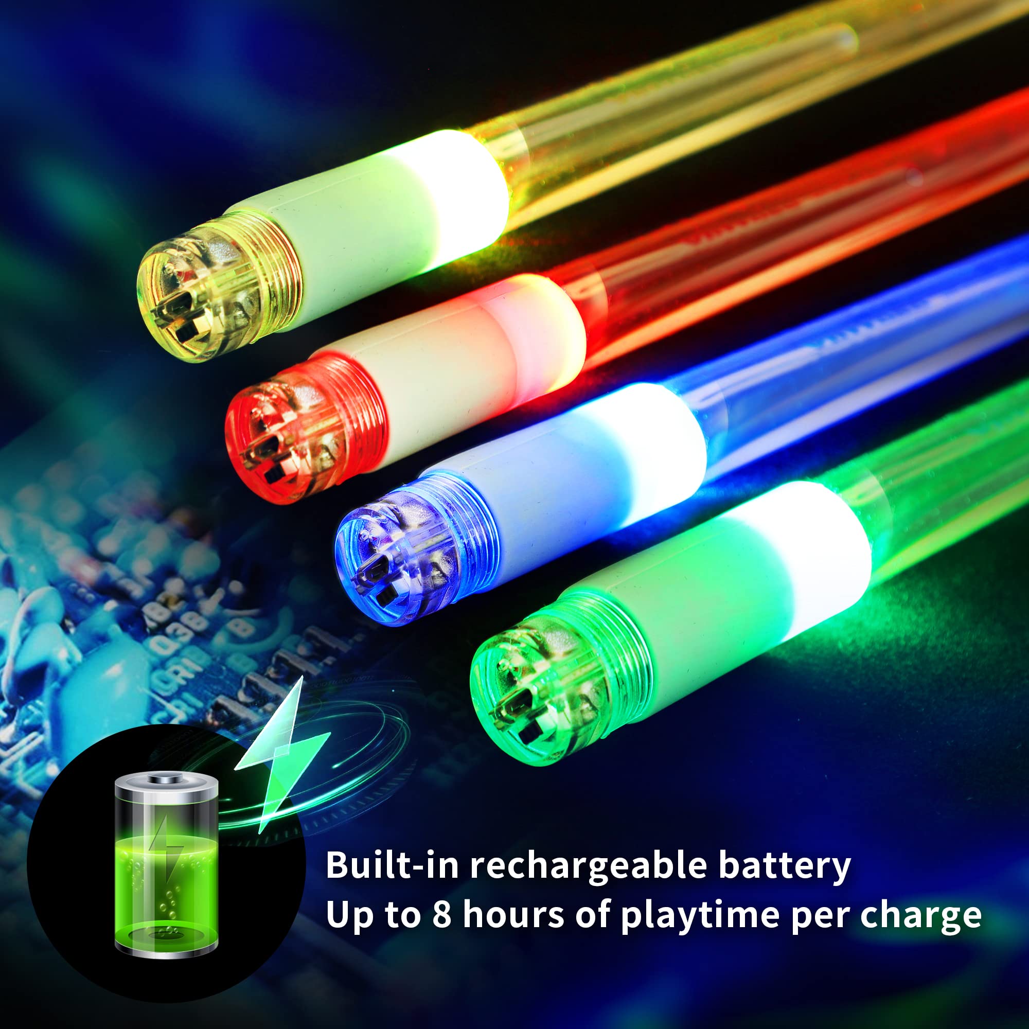 LED Light Up Drumsticks Rechargeable, 15 Colors Changing