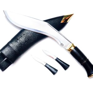 Genuine 10 Inch Service Issue Kukri /Khukuri Knife, Hand forged 10 Inch Blade, Kukri Knife/ twin Blades, Single Fuller, Sharp knife, World War II kukri, Black Leather Sheath, Horn handle, Handmade Khukri