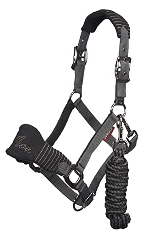 LeMieux Vogue Fleece Headcollar - Halter & Leadrope (Black - X-Full)