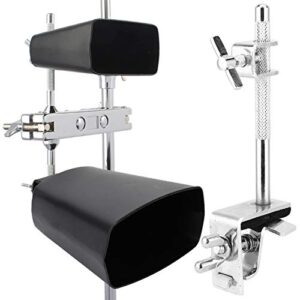 Eujgoov Cowbell Holder, Removable Standard Drum Cowbell Mount Holder Jazz Drum Kit Hoop Mounted Cowbell Clamp